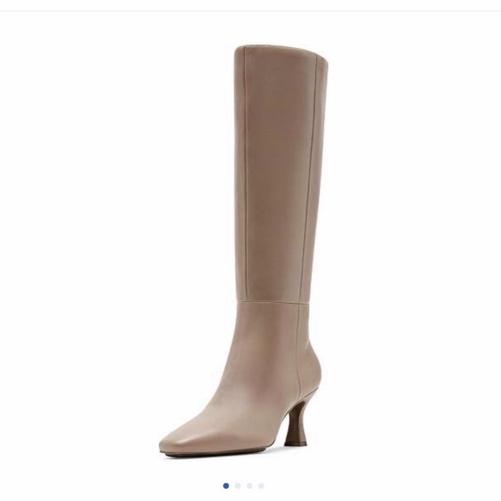Anne Klein Tall Knee-High Leather Boots in Taupe